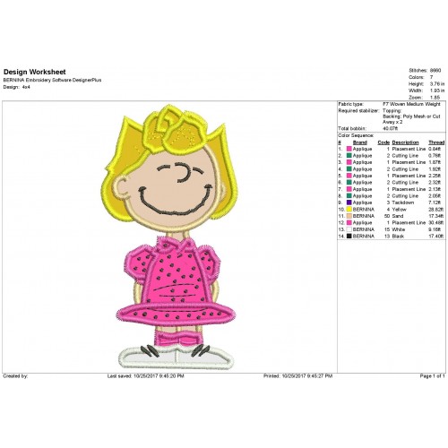 Sally Brown Peanuts Applique Design