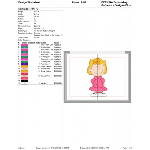 Sally Brown Peanuts Applique Design Embr