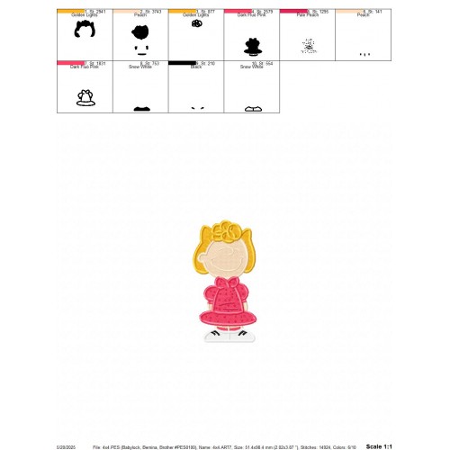 Sally Brown Peanuts Fill Stitch Embroidery Design Embr