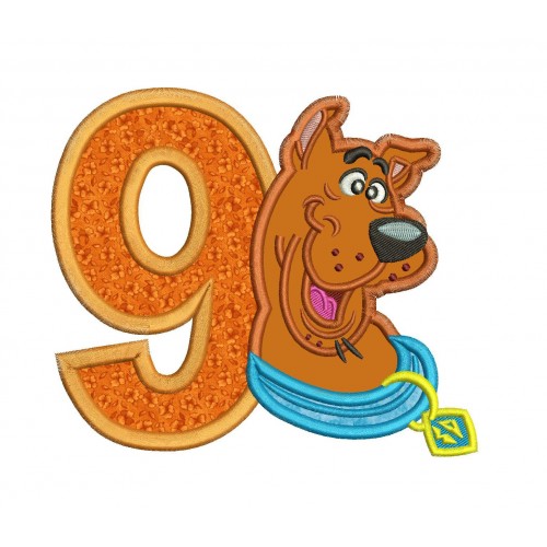 Scooby 9th Birthday Applique Design