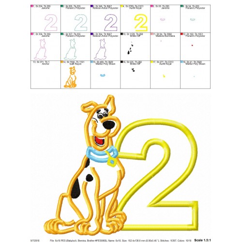 Scooby Doo 2nd Birthday Applique Design