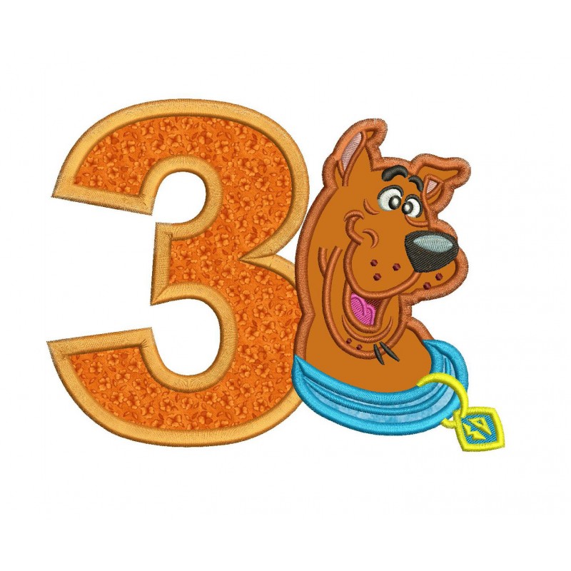 Scooby Doo 3rd Birthday Applique Design