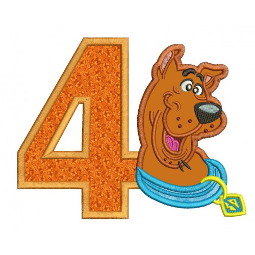 Scooby Doo 4th Birthday Applique Design