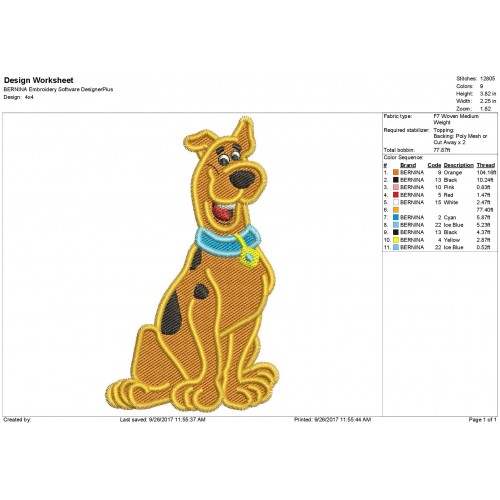 Scooby Doo Machine Embroidery Design Filled