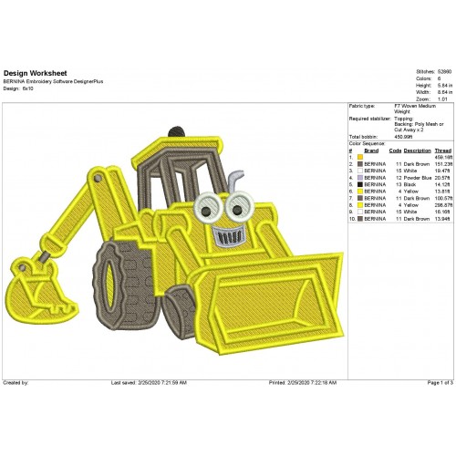 Scoop The Digger Bob The Builder Embroidery Design