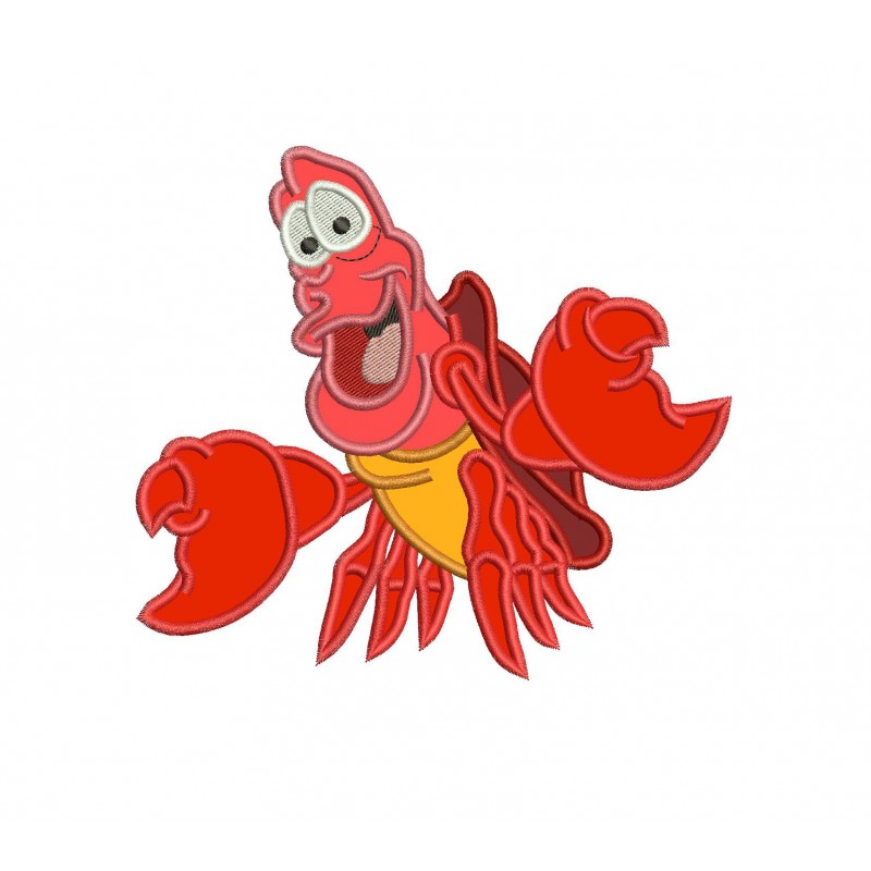 Sebastian the Little Mermaid Applique Design Crab Applique Design