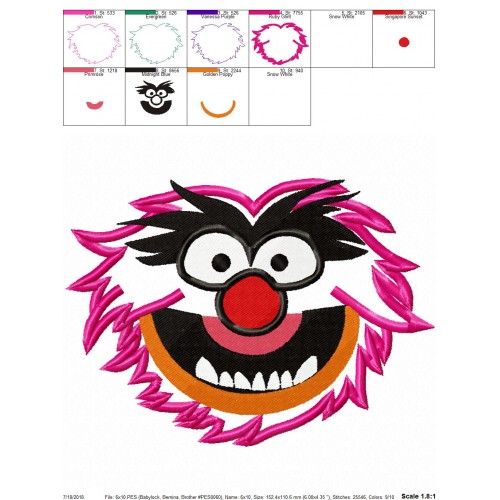 Sesame Street Animal Face Applique Design