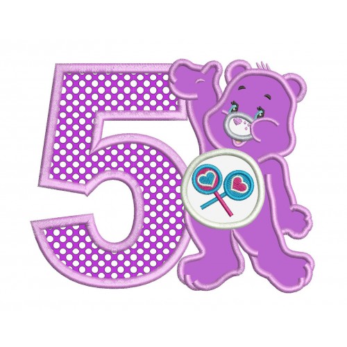 Share Bear Care Bears 5th Birthday Applique Design