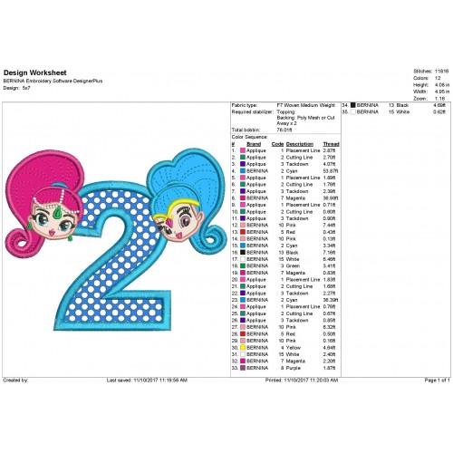 Shimmer and Shine 2nd Birthday Applique Design