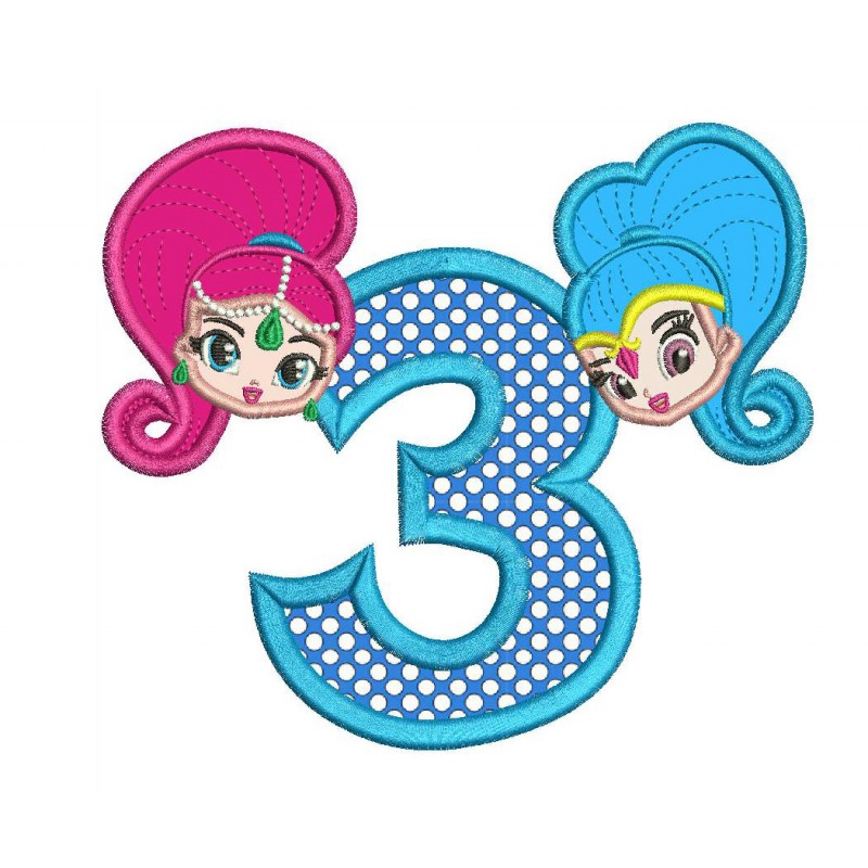 Shimmer and Shine 3rd Birthday Applique Design