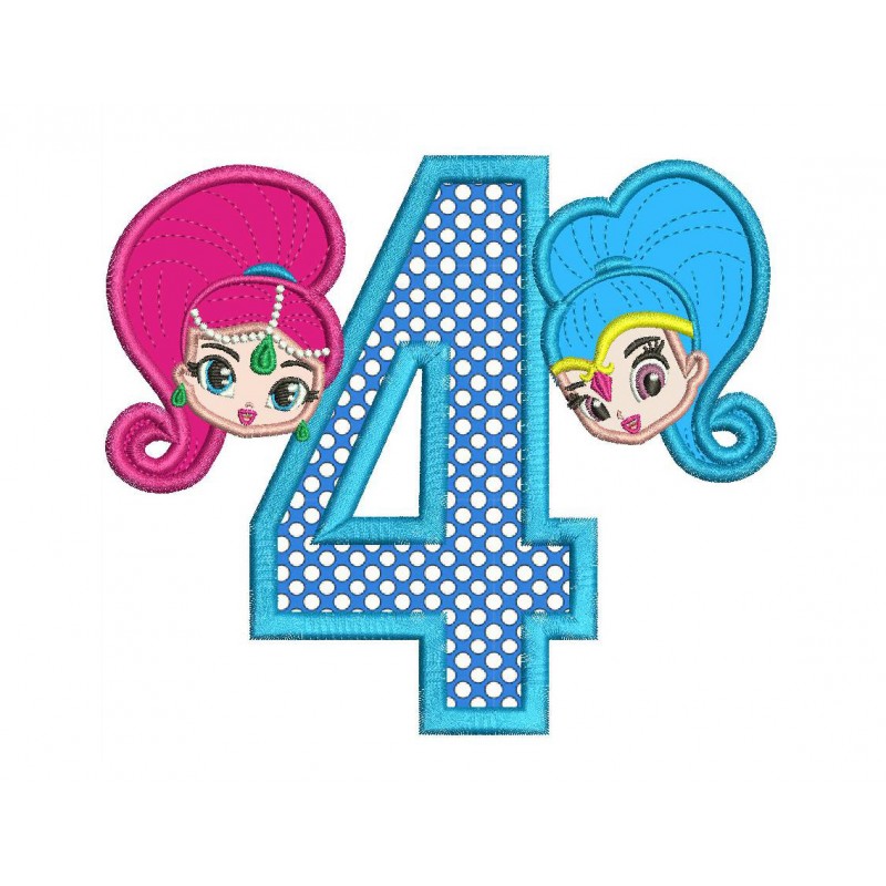 Shimmer and Shine 4th Birthday Applique Design