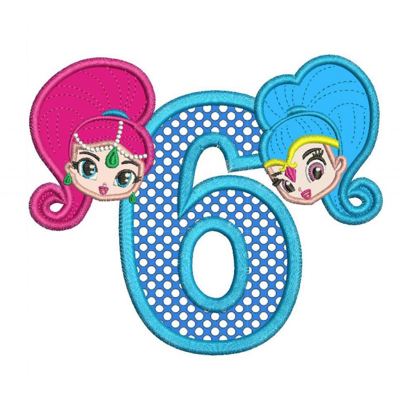 Shimmer and Shine 6th Birthday Applique