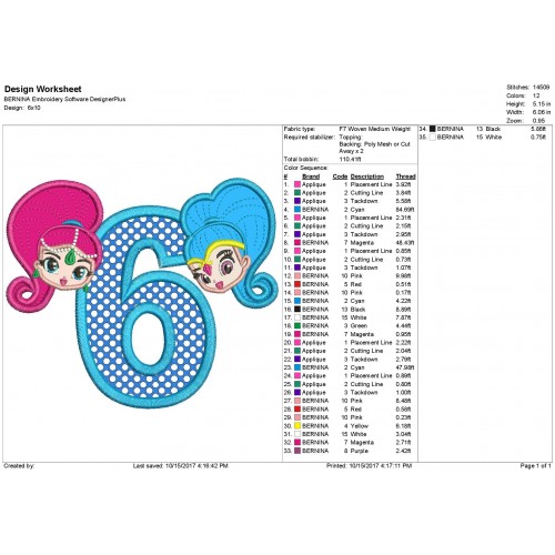 Shimmer and Shine 6th Birthday Applique