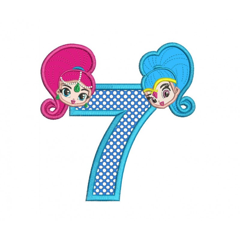 Shimmer and Shine 7th Birthday Applique Design