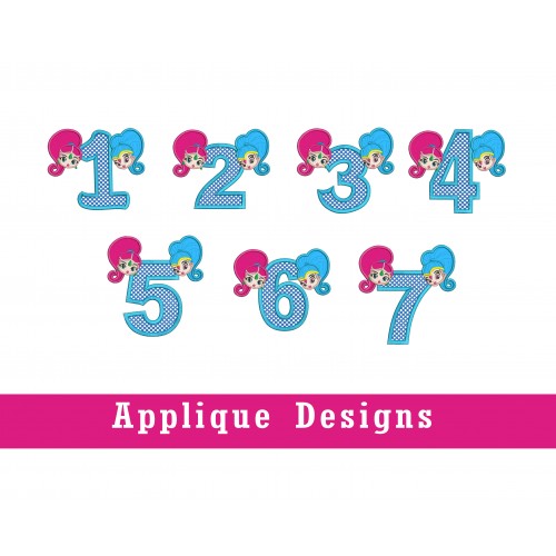 Shimmer and Shine Birthdays from 1 - 7 Applique Designs