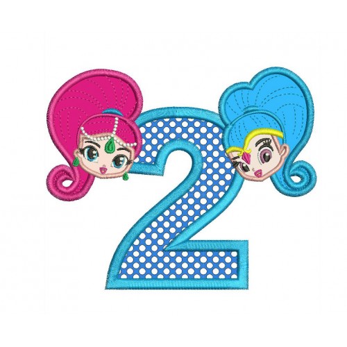 Shimmer and Shine Birthdays from 1 - 7 Applique Designs