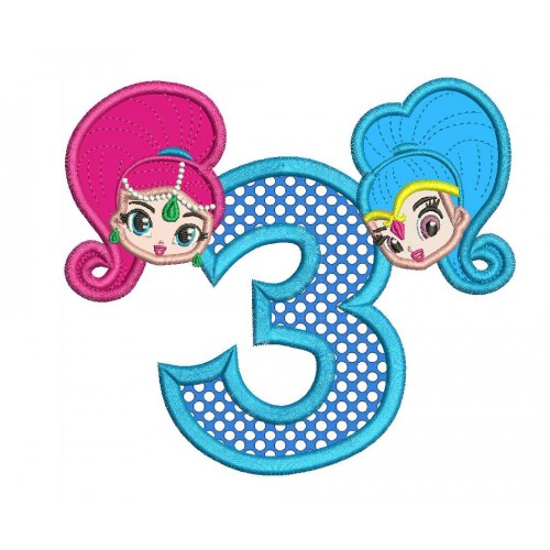 Shimmer and Shine Birthdays from 1 - 7 Applique Designs