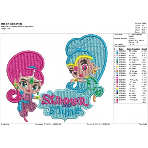 Shimmer and Shine Stitch Embroidery Design