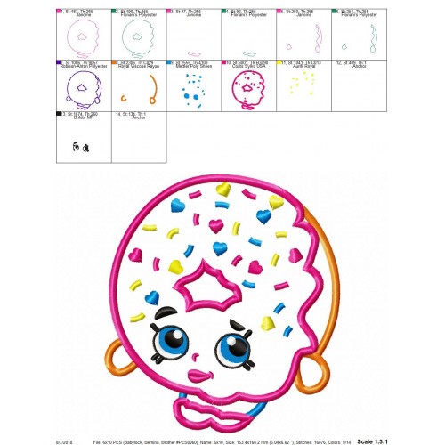 Shopkins Donut Embroidery Applique Design