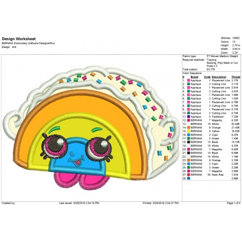 Shopkins Rainbow Bite Applique Design