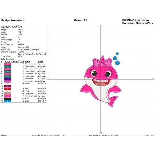Sister Shark Applique Design