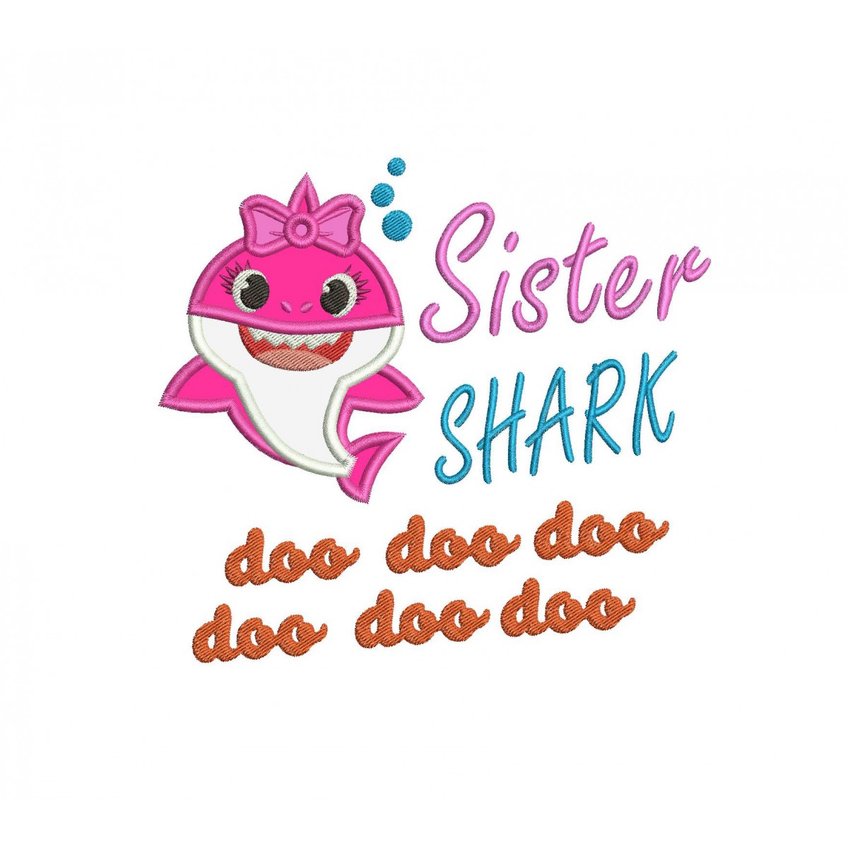 Sister Shark Applique Shark Family doo doo Applique Design.