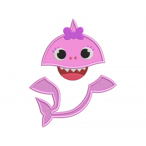 Sister Shark Baby Shark Applique Design Embr
