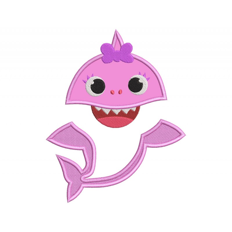 Sister Shark Baby Shark Applique Design Embr