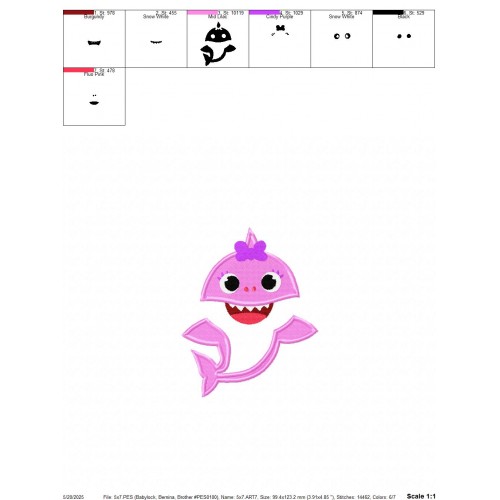 Sister Shark Baby Shark Embroidery Design Embr