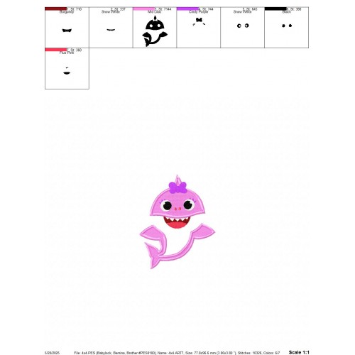 Sister Shark Baby Shark Embroidery Design Embr