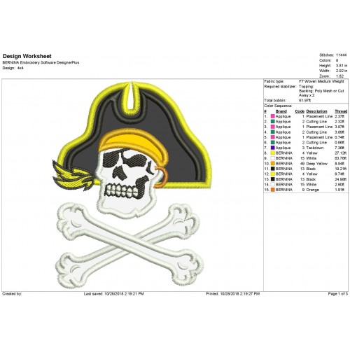 Skull Pirates Applique Design