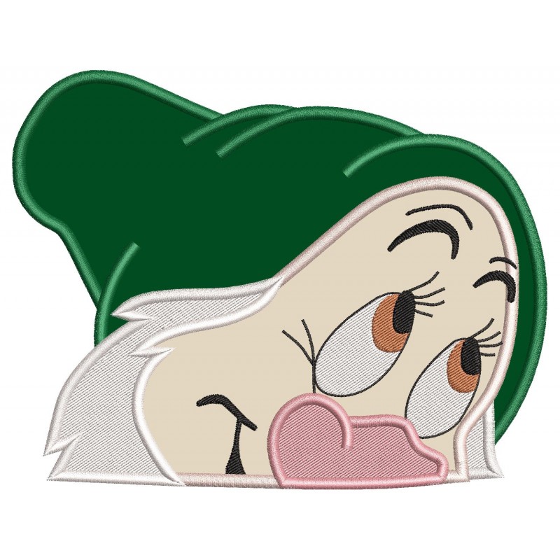 Sleepy Seven Dwarfs Peeker Applique Design Embr