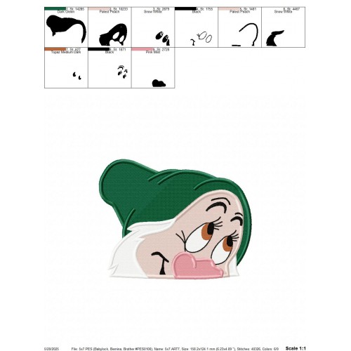 Sleepy Seven Dwarfs Peeker Embroidery Design Embr