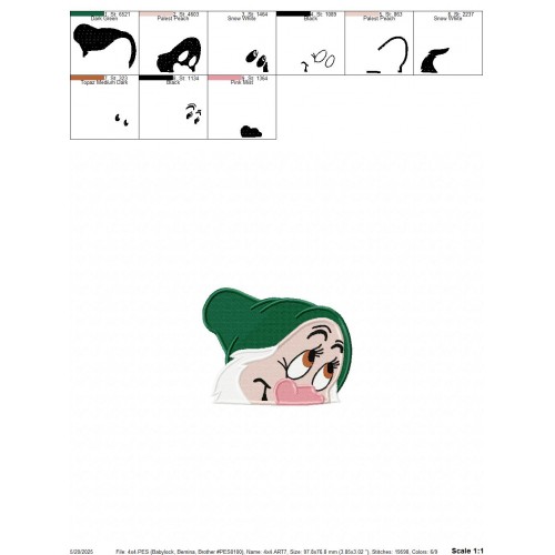 Sleepy Seven Dwarfs Peeker Embroidery Design Embr