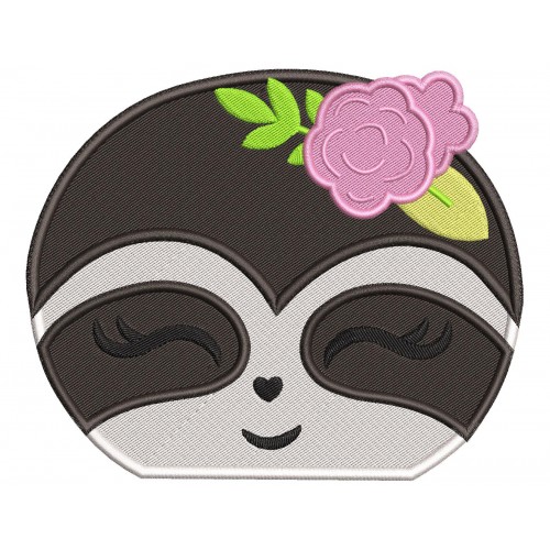 Sloth Face Flowers Embroidery Design Embr