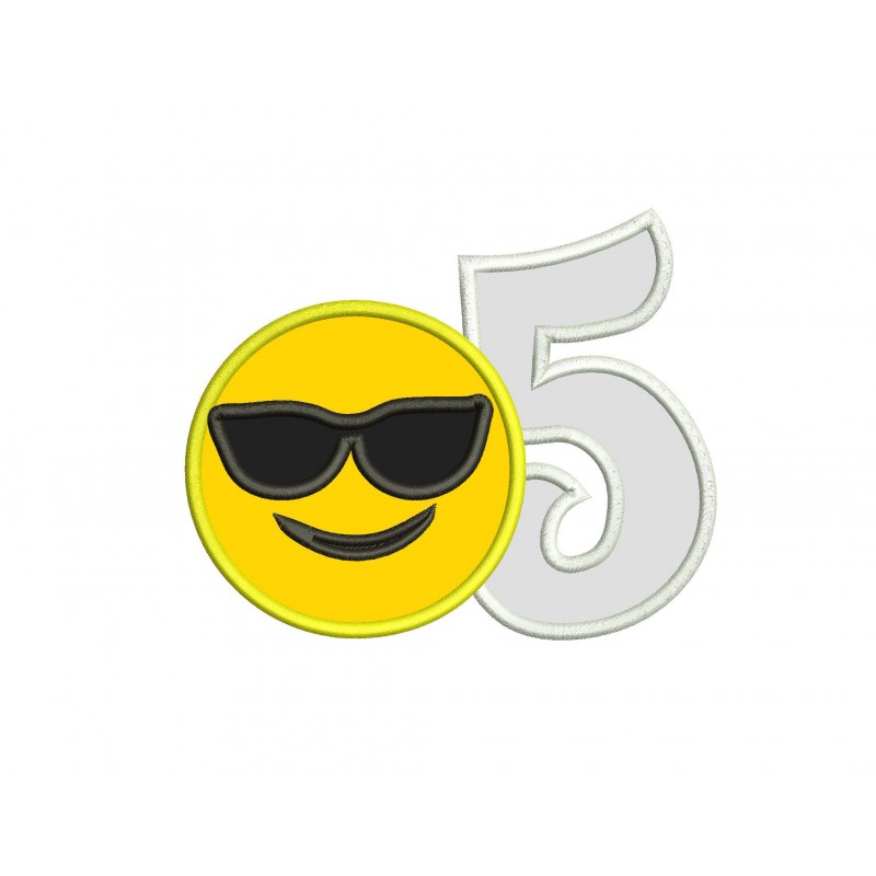 Smiling Face with Sunglasses Emoji Applique Design