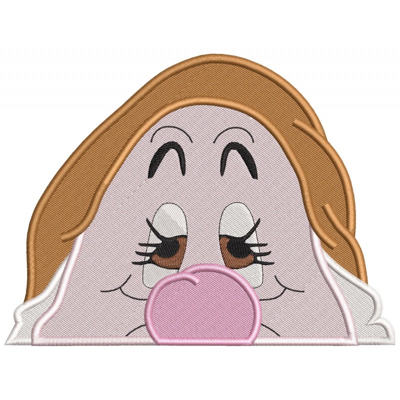 Sneezy Dwarf Peeker Embroidery Design Embr