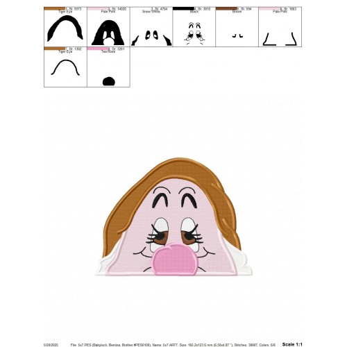 Sneezy Dwarf Peeker Embroidery Design Embr