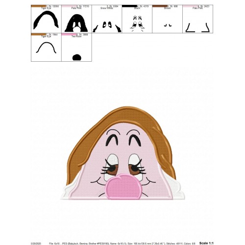 Sneezy Dwarf Peeker Embroidery Design Embr