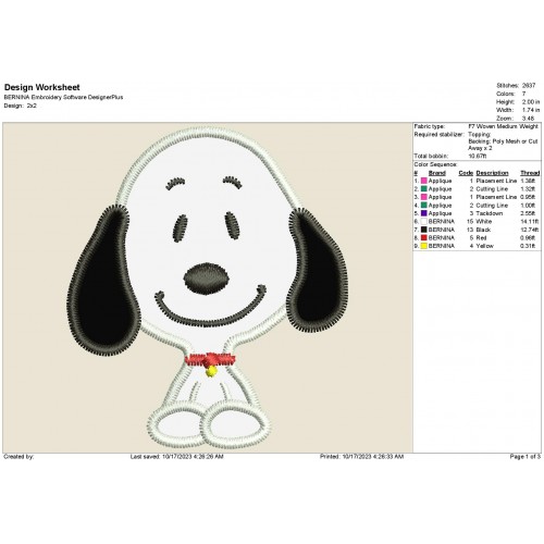 Snoopy Applique Design