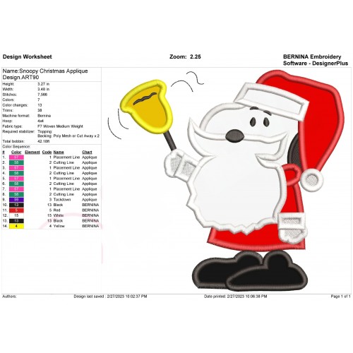 Snoopy Christmas Applique Design