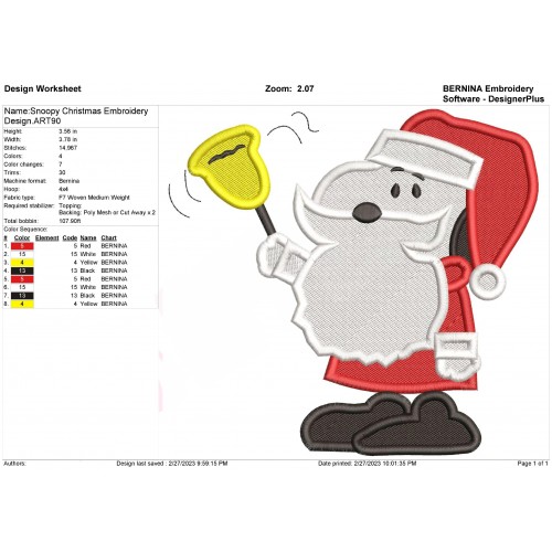 Snoopy Christmas Embroidery Design