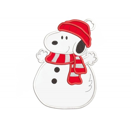 Snoopy Christmas SnowMan Applique Design
