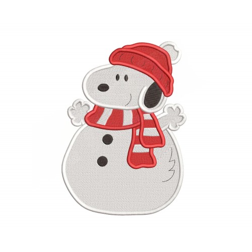 Snoopy Christmas SnowMan Embroidery Design