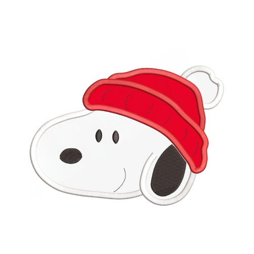 Snoopy Christmas SnowMan Head Applique Design