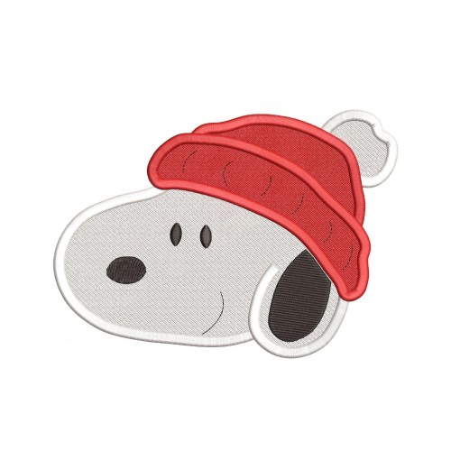 Snoopy Christmas SnowMan Head Embroidery Design