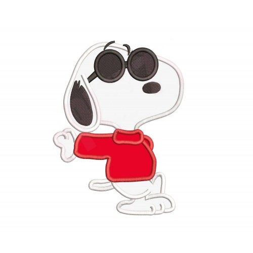 Snoopy Peanut White Dog Applique Design