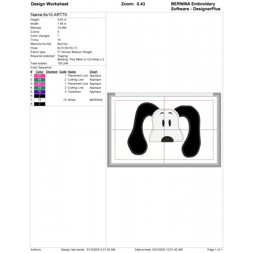 Snoopy Peeker Applique Design Embr