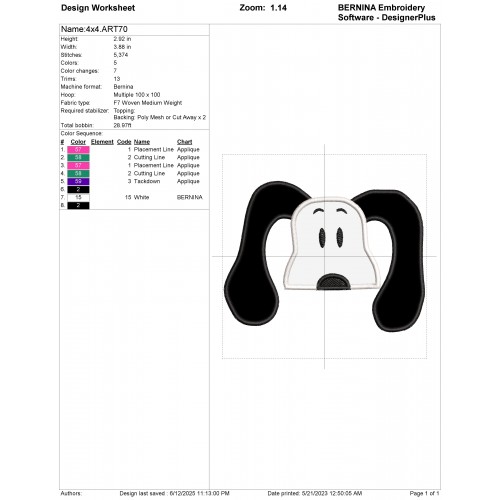 Snoopy Peeker Applique Design Embr