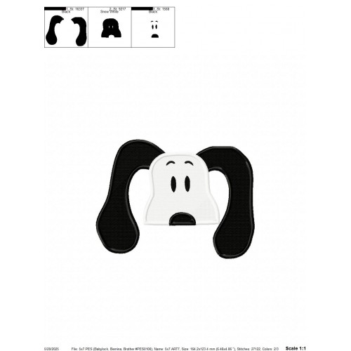 Snoopy Peeker Embroidery Design Embr